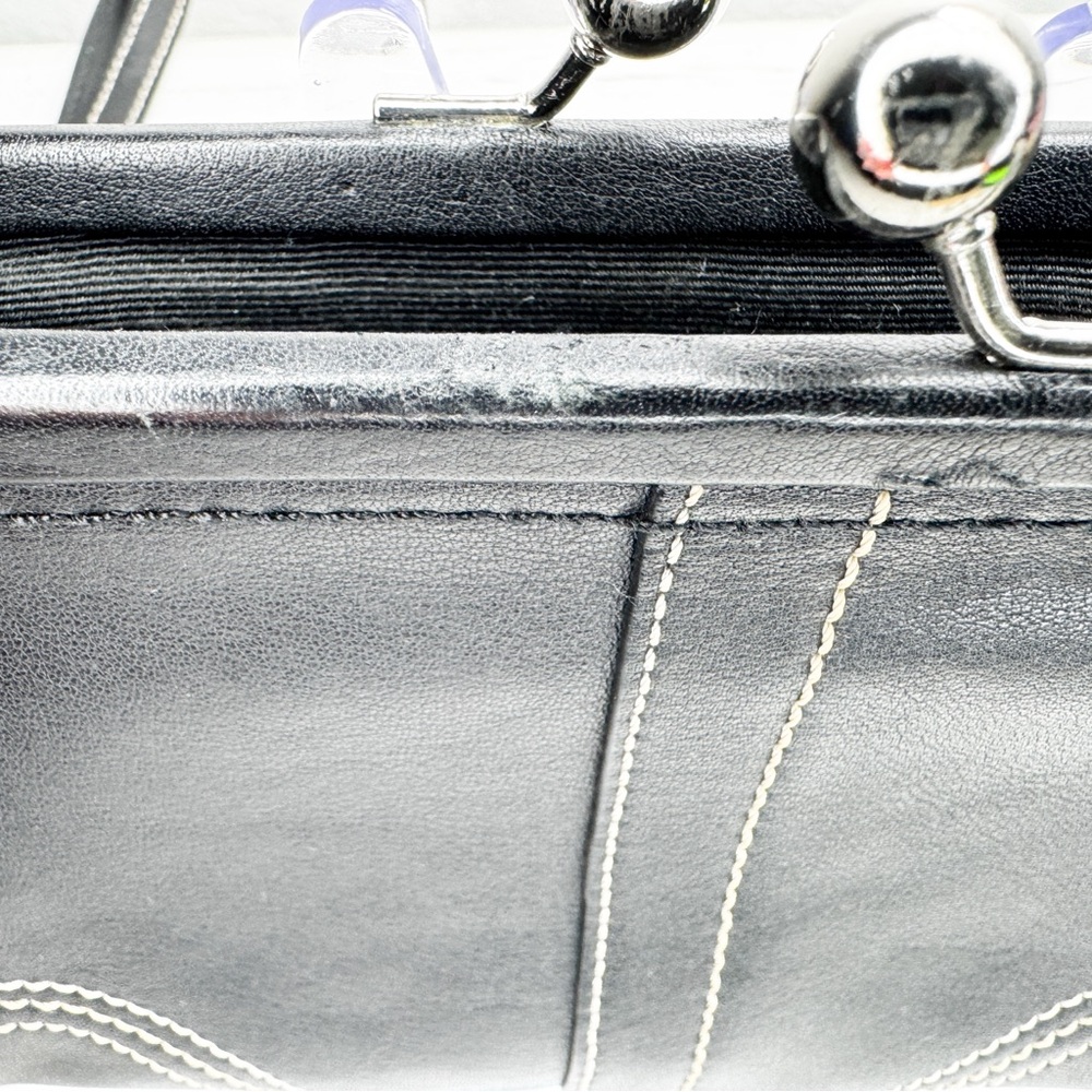 🖤 Coach Black Leather Kisslock Frame Wristlet Clutch - Picture 7 of 7